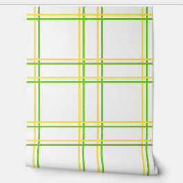 Tattersall in Lemon & Lime auf weißem Peel & Stick Tapete