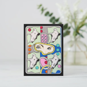 "Tattletales in the Spirit Box" Gemälde auf einem Feiertagspostkarte