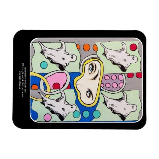 "Tattletales in the Spirit Box" Gemälde auf einem Magnet (Horizontal)