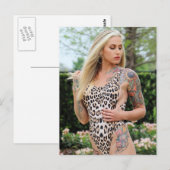 Tattoed Bikini Model Foto Postkarte (Vorne/Hinten)