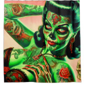 Tattoed Zombie-Button Duschvorhang (Vorderseite)