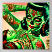Tattoed Zombie-Button Poster (Vorne)