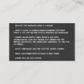 TATTOO AFTERCARE ANWEISUNGEN KALK VISITENKARTE (Rückseite)