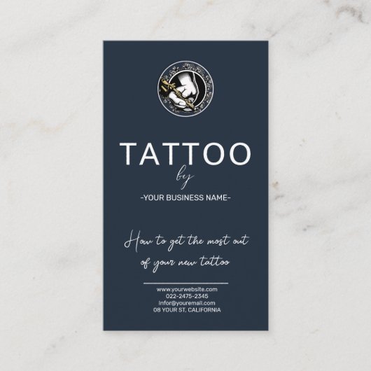 Tattoo Aftercare Instructions Card mit Logo Visitenkarte (Vorderseite)