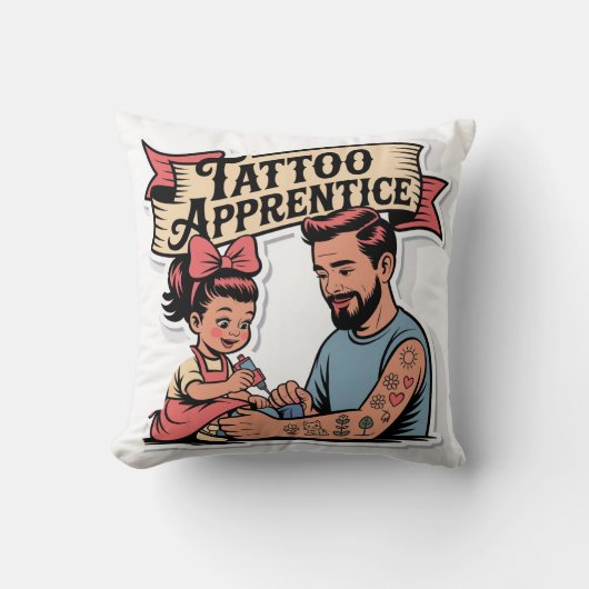Tattoo Apprentice - Niedlicher Cartoon Vater & Toc Kissen (Vorderseite)