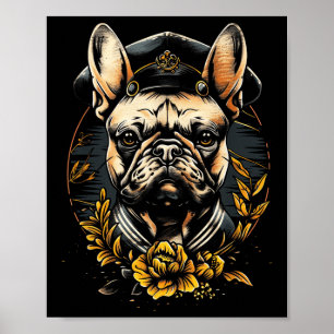 Tattoo Art French Bulldog Traditioneller Segler Poster