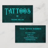 Tattoo Artist Aquamarin Skull Visitenkarte (Vorne/Hinten)