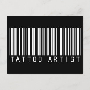 Tattoo Artist Bar code Postkarte