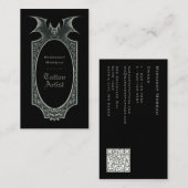 Tattoo Artist Bat QR Code Business Card Visitenkarte (Vorne/Hinten)