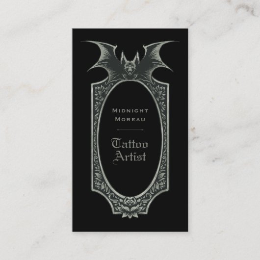 Tattoo Artist Bat QR Code Business Card Visitenkarte (Vorderseite)