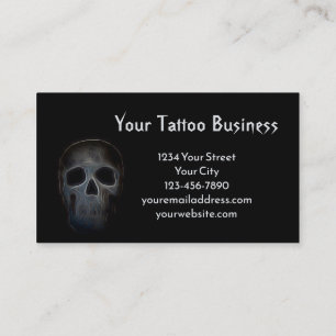 Tattoo Artist Black and White Goth Skull Design Visitenkarte