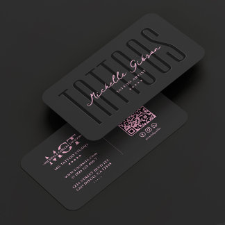 Tattoo Artist Black Pink Tattooist Monogram Visitenkarte