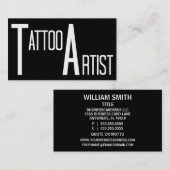 Tattoo Artist Black Simple Business Card Visitenkarte (Vorne/Hinten)