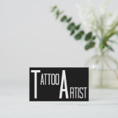 Tattoo Artist Black Simple Business Card Visitenkarte (Stehend Vorderseite)