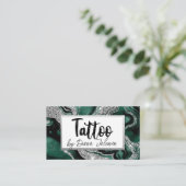 Tattoo Artist Ernennung Erinnerung Silver Green Visitenkarte (Stehend Vorderseite)