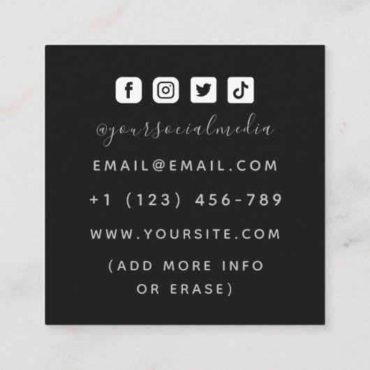 Tattoo Artist Floral Dragon Social Media Cool Red Quadratische Visitenkarte (Rückseite)