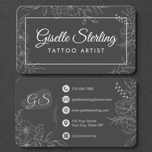 Tattoo Artist Floral Visitenkarte