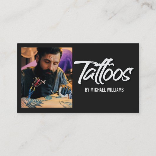Tattoo Artist Foto Typografie Visitenkarte (Vorderseite)