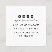 Tattoo Artist Fügen Sie Ihre Social Media Blumensc Quadratische Visitenkarte (Rückseite)