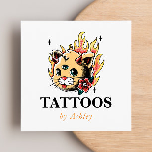 Tattoo Artist Fügen Sie Ihre Social Media kreativ  Quadratische Visitenkarte
