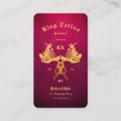 Tattoo Artist Gold Red Monogram Modern Visitenkarte (Vorderseite)