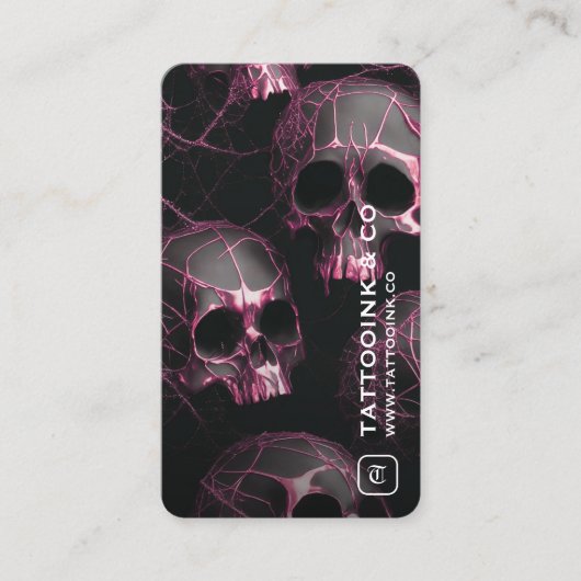 Tattoo Artist Goth Skull Initial Logo Foto Black Visitenkarte (Vorderseite)