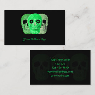 Tattoo Artist Gothic Green Black Skull Visitenkarte