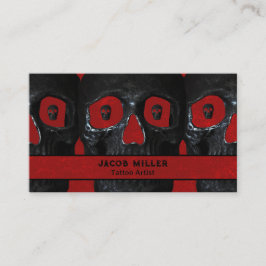 Tattoo Artist Gothic Red Black Dark Academia Skull Visitenkarte