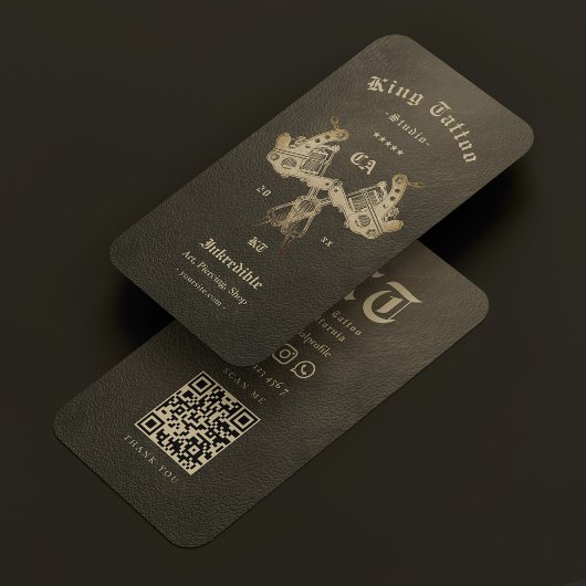 Tattoo Artist Imitats Brown Leather Classic Modern Visitenkarte