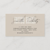 Tattoo artist modern typography script beige visitenkarte (Rückseite)