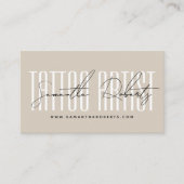 Tattoo artist modern typography script beige visitenkarte (Vorderseite)