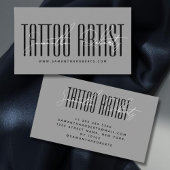 Tattoo artist modern typography script gray visitenkarte
