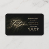 Tattoo Artist Neon Gold Elegantes Script Visitenkarte (Rückseite)