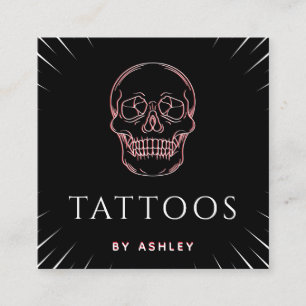 Tattoo Artist Neon Skull Niedlich Minimal Social M Quadratische Visitenkarte