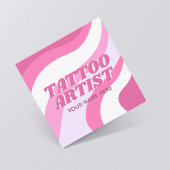 Tattoo Artist Niedlich Pink & White Funky farbenfr Quadratische Visitenkarte