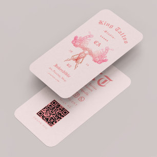 Tattoo Artist Pastell Pink Retro Modern Visitenkarte