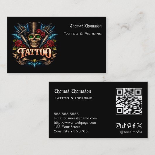 Tattoo artist QR code  Visitenkarte (Vorne/Hinten)