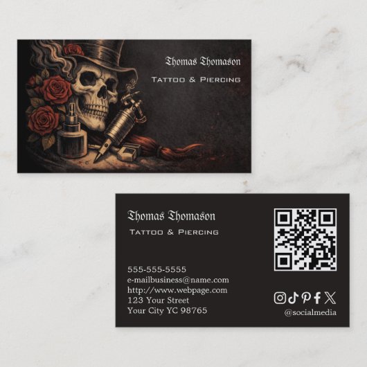 Tattoo artist QR code  Visitenkarte (Vorne/Hinten)
