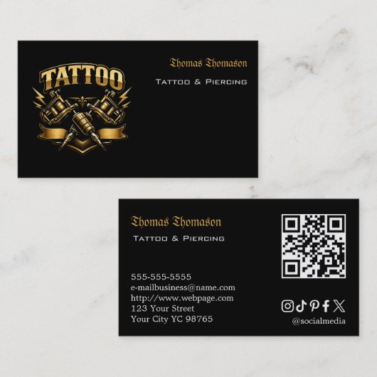 Tattoo artist QR code  Visitenkarte (Vorne/Hinten)