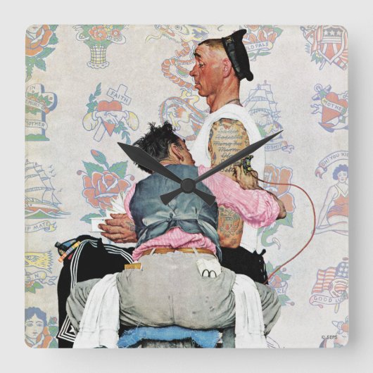 Tattoo Artist Quadratische Wanduhr (Vorderseite)