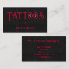 Tattoo Artist Red Black Cool Skull Business Card Visitenkarte