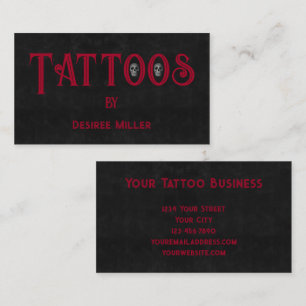 Tattoo Artist Red Black Cool Skull Business Card Visitenkarte