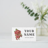 Tattoo Artist Salon Blumenroter Schlange Reptile W Visitenkarte (Stehend Vorderseite)