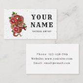 Tattoo Artist Salon Blumenroter Schlange Reptile W Visitenkarte (Vorne/Hinten)