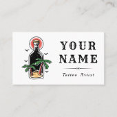 Tattoo Artist Salon Tropische Flasche Exotic Visitenkarte (Vorderseite)