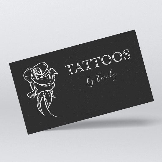 Tattoo Artist Shop Schwarz & Weiß Blume Feminine Visitenkarte