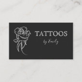 Tattoo Artist Shop Schwarz & Weiß Blume Feminine Visitenkarte (Vorderseite)