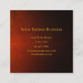 Tattoo Artist Skull Face Orange Black Gothic Quadratische Visitenkarte (Rückseite)