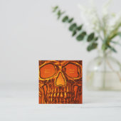 Tattoo Artist Skull Face Orange Black Gothic Quadratische Visitenkarte (Stehend Vorderseite)