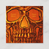 Tattoo Artist Skull Face Orange Black Gothic Quadratische Visitenkarte (Vorderseite)